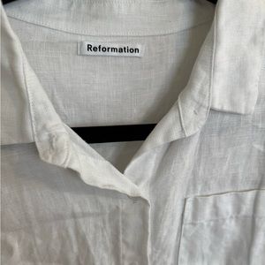 Reformation White Linen Shirt Size S